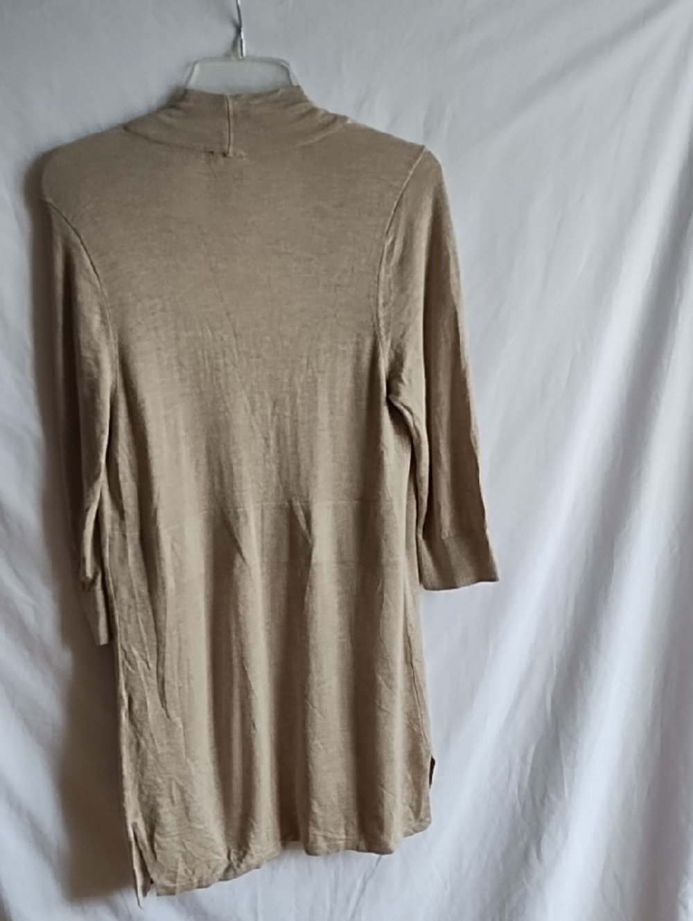 Chicos Women's Open-Front Long Cardigan - Beige - Picture 3 of 5
